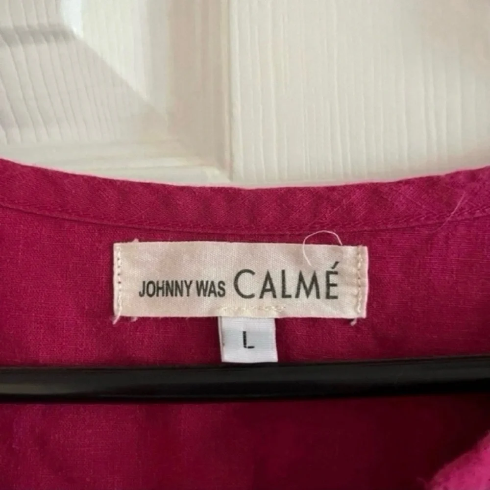 Johnny Was Calme Pink BOHO organic cotton Peasant Blouse - Picture 4 of 6